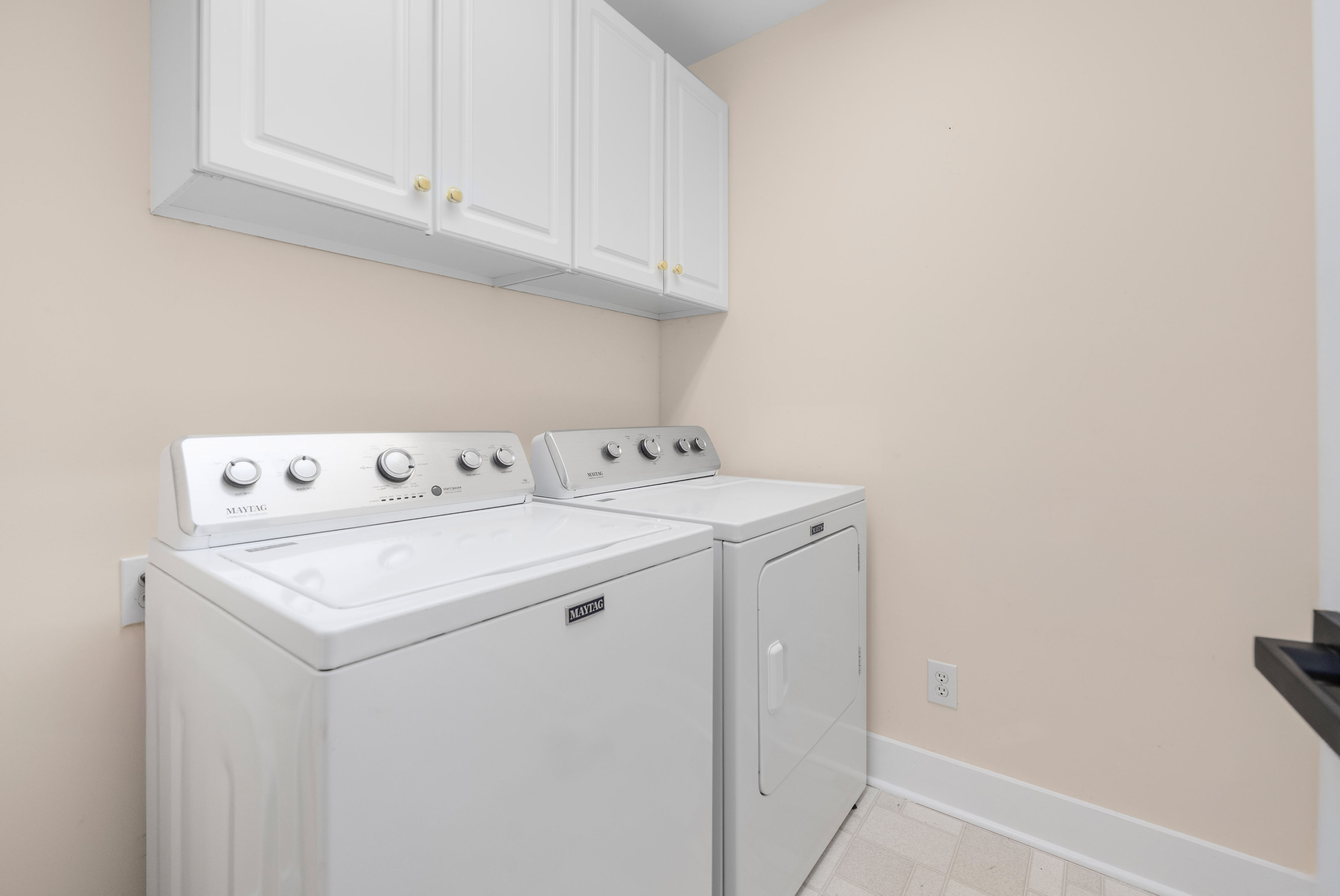 Second-level laundry room.
